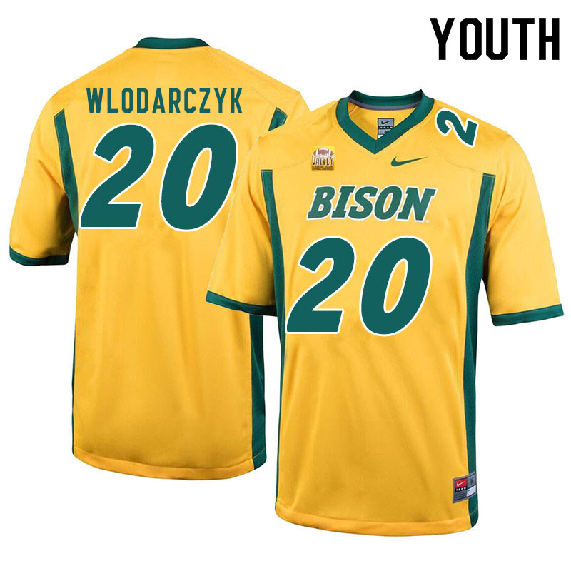 Youth #20 Julian Wlodarczyk North Dakota State Bison College Football Jerseys Sale-Yellow